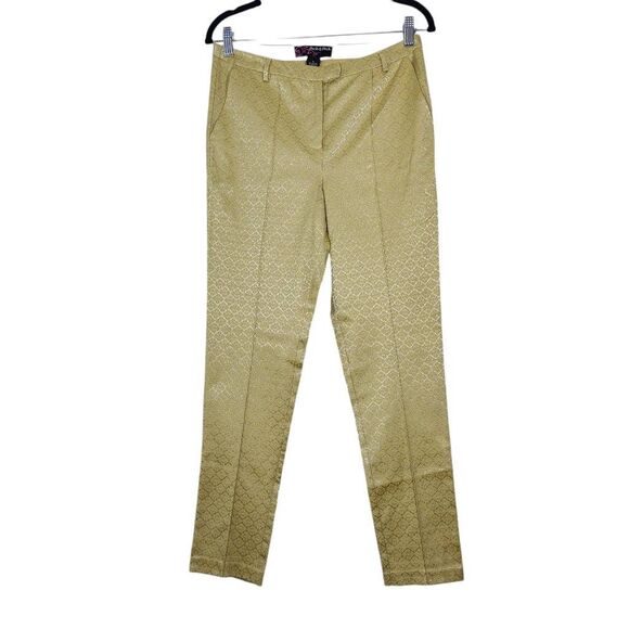 Peck & Peck Yellow Dress Pants with Metallic Accents Size 4 Yellow Slim Leg Pant - Picture 1 of 8